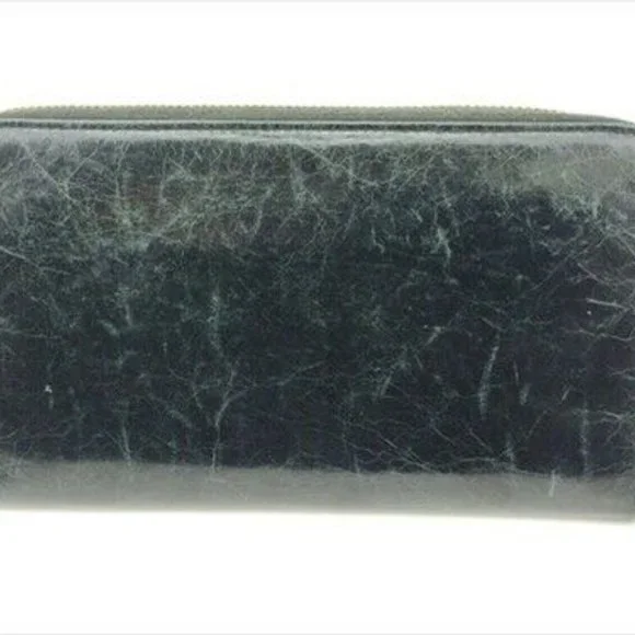 Prada Long Wallet Green Gold leather Woman Authentic Used T9147